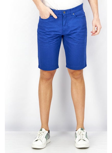 Buy Men Regular Fit Plain Denim Short, Blue in UAE