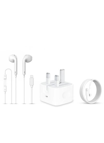 Buy Package Fish charger, cable and wired headphone for iPhone in Saudi Arabia