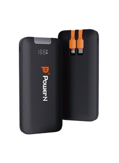 Buy PowerN Power Bank with a capacity of 10,000 mAh with Type-C and Lightning cables - PD/QC in Saudi Arabia