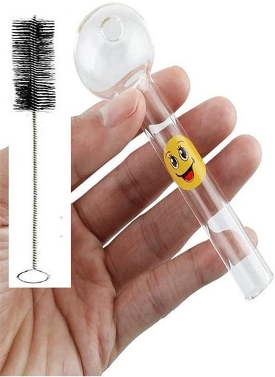 Buy Transparent Glass Drinking Straw With Cleaning Brush For Hot Tea Milkshake And Hot Coffe in UAE