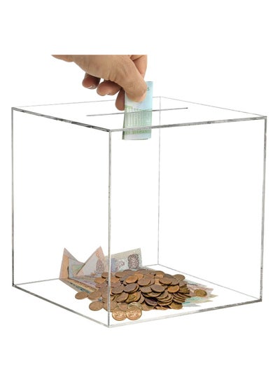 Buy Clear Piggy Bank for Adults Kids, Acrylic Piggy Bank for Boys Girls to Saving Money Cash Coin, Must Break to Open (18 x 18 cm, Crystal Clear) in UAE