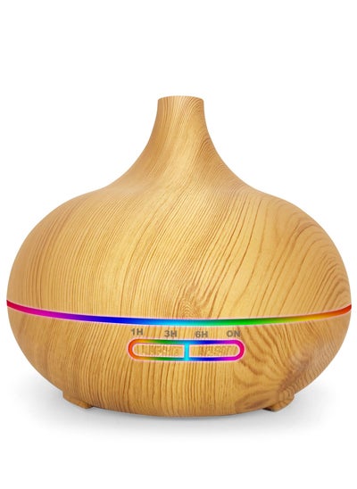 Buy 550ml Essential Oil Diffuser Oil Diffuser with 4 Timer Aromatherapy Diffuser with Auto Shut-off Function Cool Mist Humidifier BPA-Free for Bedroom Home -Yellow Wood Colour in Saudi Arabia