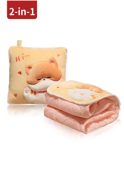 Buy 2 in 1 Blanket Pillow, Travel Blanket Pillow, Cute Cartoon Look, Soft Airplane Blanket 2 in 1 Combo Set, Blanket Compact Foldable, Flight Essentials Car Pillow, Traveler Gift Accessory Luggage Backpack Strap in UAE