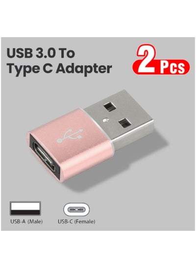 اشتري محول OTG من قطعتين من USB-A إلى Type-C مع تقنية USB 3.0 المتقدمة التي تدعم نقل البيانات والشحن باللون الذهبي الوردي في الامارات