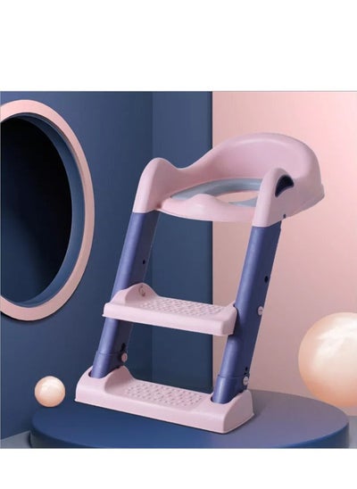 Buy Potty Training Seat for Kids Toddler Toilet Potty Chair with Sturdy Non-Slip Step Stool Ladder Comfortable Handles and Splash Guard Foldable Toilet Seat Pink in Saudi Arabia