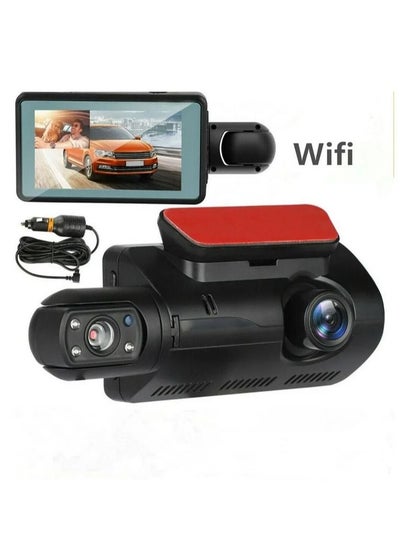 اشتري 3.0"  Dash Cam Dual HD 1080P Front and Rear Camera Built-in WiFi,Infrared Night Vision Inside,170 Degrees Wide-Angle Lens Dashcam, 24hr Parking Mode, Loop, G-Sensor في السعودية