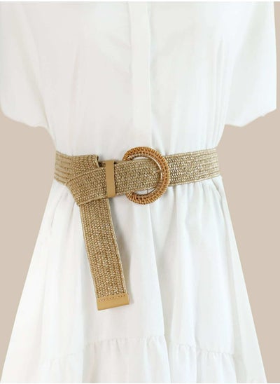 Buy Round Buckle Braided Belt in UAE