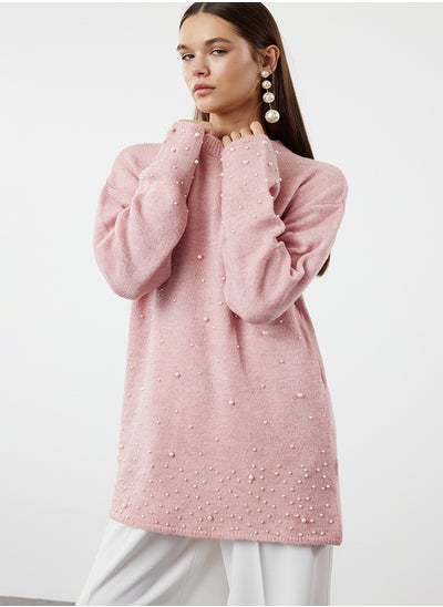 اشتري Dusty Rose Pearl Detailed Knitwear Sweater TCTAW25AK00018 في مصر