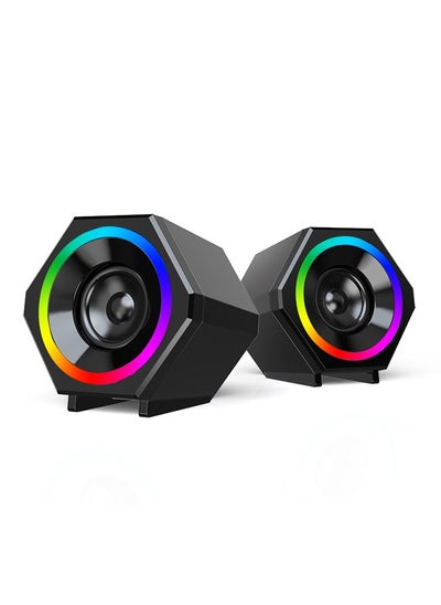 Buy Mini USB Wired PC Speaker Stereo Bass Music Player with RGB Atmosphere Light in UAE