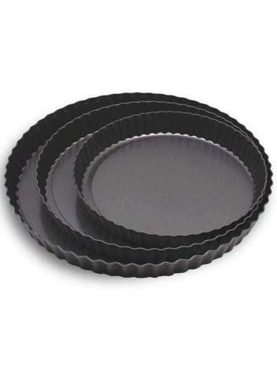 Buy 3-Piece Round Tart Quiche Pan Set Black in Egypt