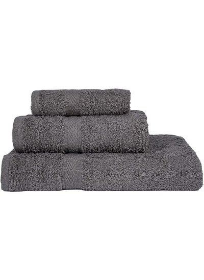 اشتري Supreme Quality Towels, Premium 100% Cotton, Ultra Soft, Highly Absorbent, Luxurious 3-piece Hand, Bath & Face Towel, 550gsm, Charcoal Gray في الامارات