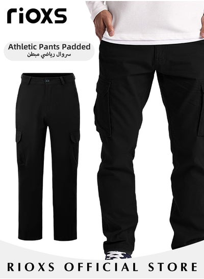 اشتري Men's Cargo Pants with Pockets Cotton Hiking Sweatpants Casual Athletic Jogger Sports Outdoor Trousers Relaxed Fit في الامارات