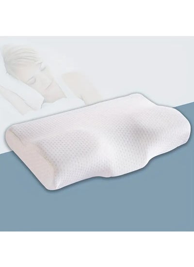 Buy Contoured Orthopedic Pillow, Queen Size Bed Pillow for Neck Pain Relief - Medium Firm, Bed Pillow for Back, Stomach and Side Sleepers, 60*30*10CM in Saudi Arabia