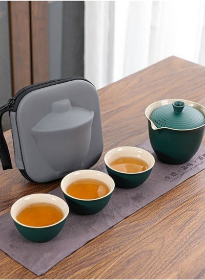 Buy A Pot And Three Cups Travel Tea Set-Green in Saudi Arabia