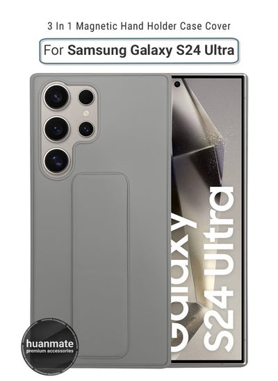 Buy Samsung Galaxy S24 Ultra Magnetic Case With Hand Grip Holder & Kickstand Grey - Strong Grip for Magnetic Car Holder, Stylish & Functional, Ultimate Convenience & Hands-Free Viewing in Saudi Arabia