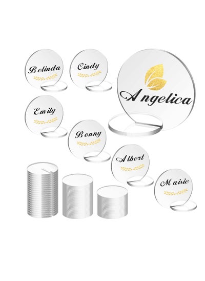 اشتري Round Acrylic Seat Cards, Acrylic Name Place Card Holders,  Round Acrylic Place Cards for Wedding Banquet Table Decor（80 Cards + 80 Bases） في السعودية