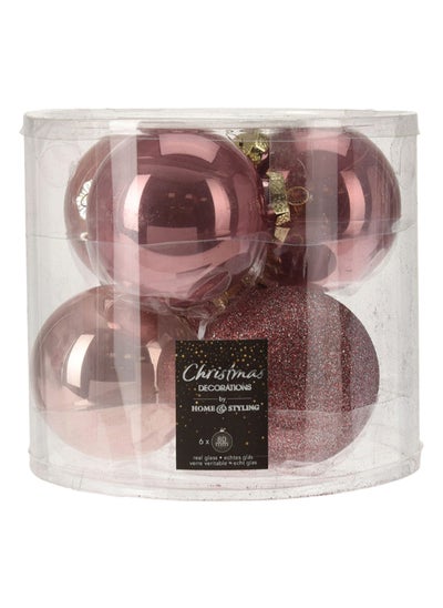 Buy 8-cm Christmas Balls, Pink - Set of 6 in UAE