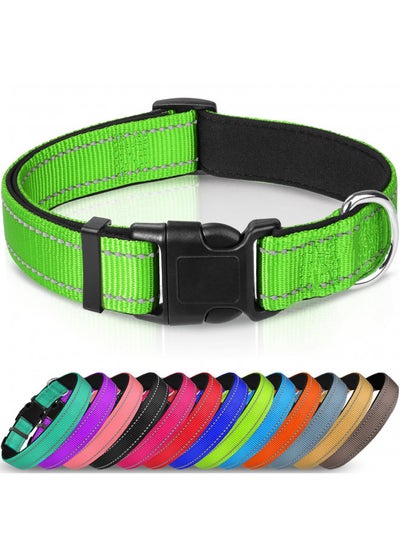 اشتري Joytale Reflective Dog Collar,Soft Neoprene Padded Breathable Nylon Pet Collar Adjustable for Medium Dogs,Green,M في الامارات