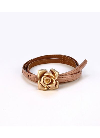 اشتري New Rose Metal Buckle Fashion Versatile Genuine Leather Waist Slim Fit Casual Belt في السعودية