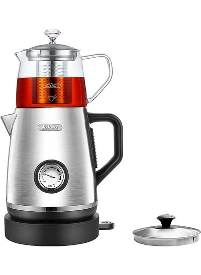 Buy Germany 1600W 2-in-1 Compact 1.2L Stainless-steel Tea Maker + Electric Kettle, 75/85/100°C Adjustable Touch Temp Setting, German Glass Tech Teapot, TS190, 2Y Guarantee-UAE Version (Silver) in UAE