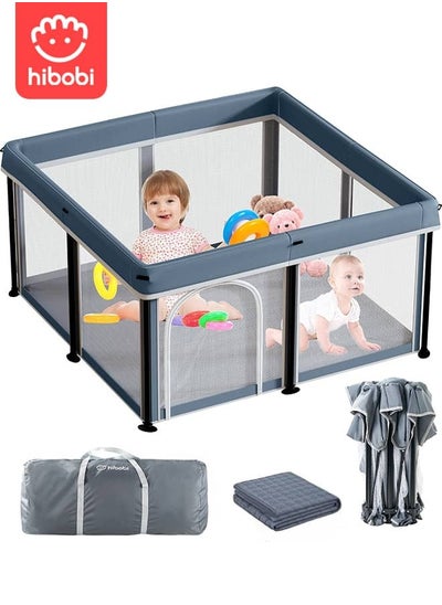 Buy One-Minute Fold-Unfold Playpen Baby Playpen With Detachable Thicken Mat, Storage Bag, 120*120*66CM in Saudi Arabia