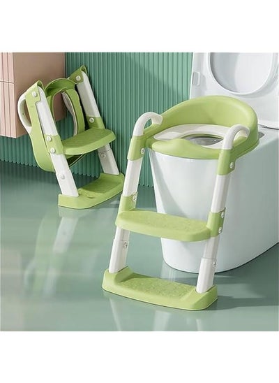 Buy Potty Training Seat with Step Stool Ladder,Potty Training Toilet for Kids Boys Girls, Toddlers-Comfortable Safe Potty Seat with Anti-Slip Pads （GREEN NEW ） in UAE