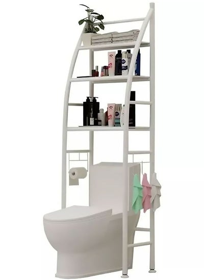 Buy 3-Shelf Toilet Storage Rack White 175X48X25 cm in Saudi Arabia