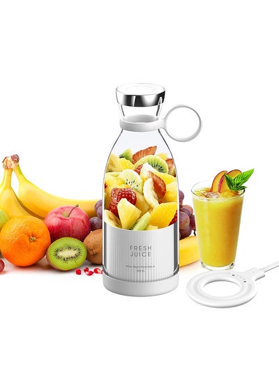 اشتري Portable Mini Fast Blender 350ml Juicer Cup with Wireless Charging 4 Blades for Smoothie Milkshake Juice Baby Food في السعودية