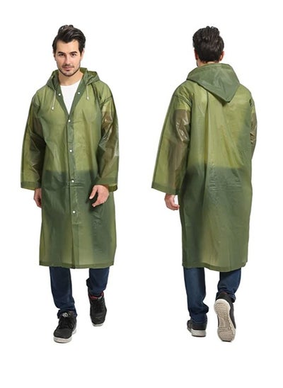 Buy Raincoat Rain Poncho for Adults, 2 Pack EVA Rain Poncho for Women and Men Reusable Raincoat Jacket Packable for Family Fishing/Travel/Emergency/ with Hood and Elastic Sleeving in UAE