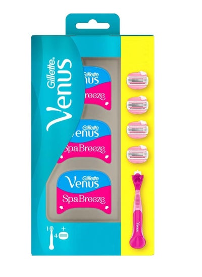 Buy Venus Spa Breeze Women's Razor Handle + 4 Razor Blade Refills in Saudi Arabia