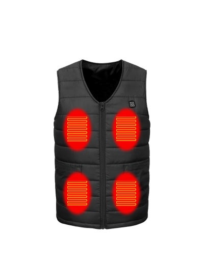 اشتري Unisex V-Neck Heated Vest Warm Cotton USB Black في الامارات