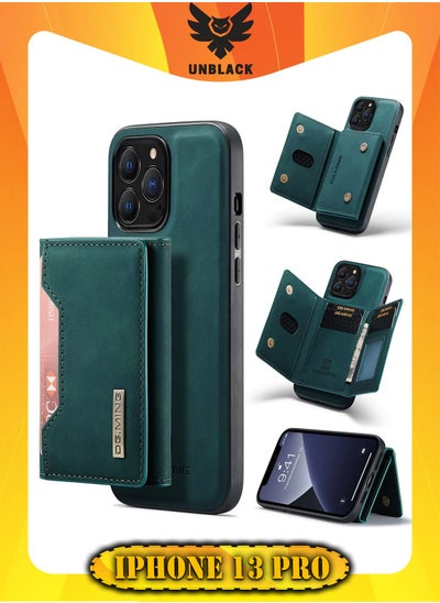 Buy Wallet Case for Apple iPhone 13 Pro, DG.MING Premium Leather Phone Case Back Cover Magnetic Detachable with Trifold Wallet Card Holder Pocket (Green) in UAE