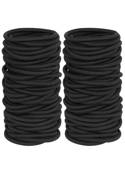 اشتري 120 Pieces Black Hair Ties for Thick and Curly Hair Ponytail Holders Hair Elastic Band for Women or Men(4mm) في الامارات