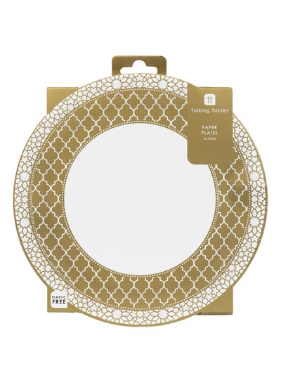 اشتري EID Party Porcelain Gold Paper Plates, 10Pack, Fsc Mix في الامارات