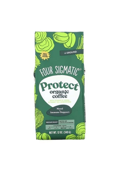 اشتري Protect Organic Coffee with Vitamin D And Chaga And Turkey Tail Mushrooms Ground Medium Roast 12 oz 340 g في الامارات