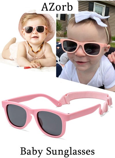 Buy Baby Sunglasses with Adjustable Strap Polarized Sun Glasses Bendable Flexible Newborn UV Protection for Kids Toddler Infant Boys Girls Age 0-3 Pink in UAE