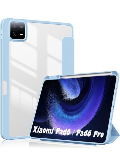 اشتري حافظة Xiaomi Pad 6/Pad 6 Pro مقاس 11.0 بوصة مع خاصية الاستيقاظ والنوم التلقائي مع حامل ثلاثي الطي مع حامل قلم رصاص وغطاء خلفي شفاف Csae لهاتف Xiaomi Pad 6 2023 في السعودية