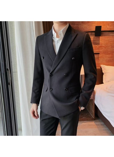 Buy 2024 Korean Mens Casual Suit JacketBlack Black in UAE