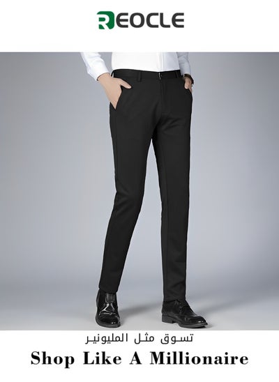 Buy Men's Dress Pant Fashion Slim Fit Suit Pants Classic Fit Flat Front Straight Formal Pants Wrinkle Free Expandable Waist Suit Pants in UAE