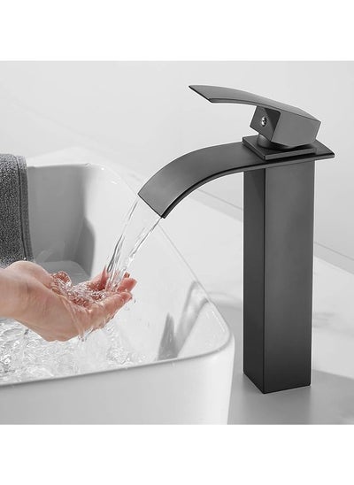 اشتري Basin Mixer Taps, Tall Waterfall Bathroom Sink Taps, Single Lever Handle Countertop Washbasin Mixer Faucet, Anti-Rust and Anti-Wear Sink Faucets, Matt Black في السعودية