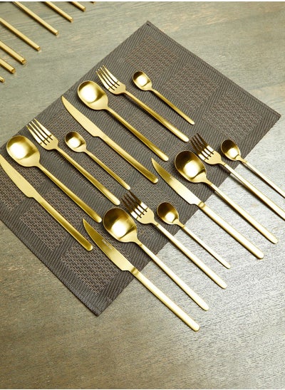 Buy Avie Matte Gold Finish 16 Piece Cutlery Set in Saudi Arabia