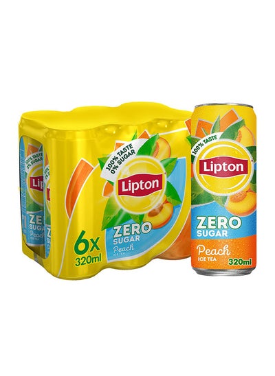 Buy Zero Sugar Peach Iced Tea 320ml Pack of 6 in UAE