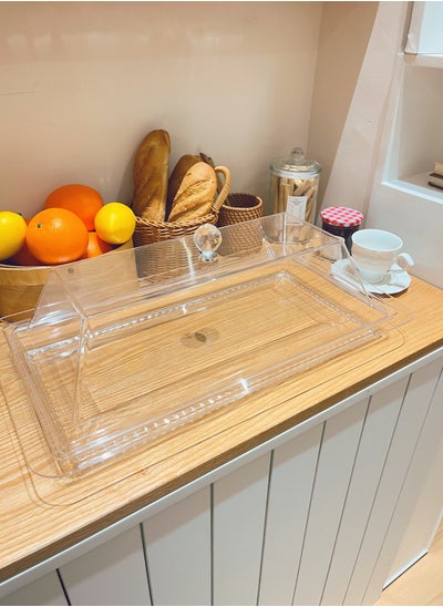 اشتري Acrylic Serving Tray with  Lid - Clear | 100% BPA-Free Acrylic Tray | Versatile Storage and Display Solution for Banquets, Parties, and Home Use The tray package في السعودية