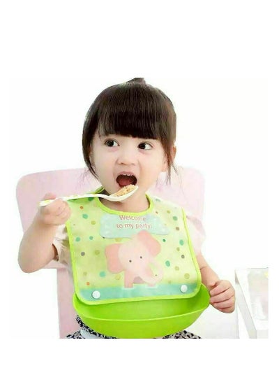 Buy Waterproof baby bib with plate - Baby bib with distinctive cartoon shapes and multi-colours in Egypt