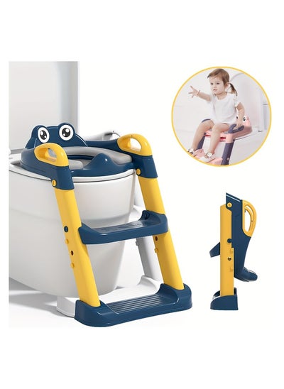 اشتري Adjustable Toddler Toilet Potty Chair for Kids Training Seat With Soft Cushion And Sturdy Non-Slip Step Stool Ladder في الامارات