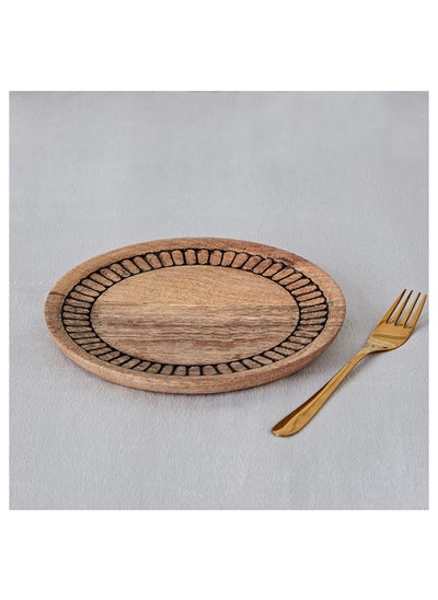 اشتري Earthy Vibe Wooden Plate 23 cm في الامارات