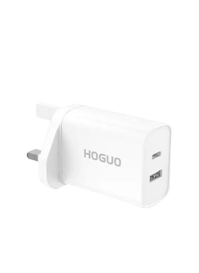 Buy 24.5W Wall Travel Charger USB Port QC 3.0 Type-C PD Output 5V/3A 9V/2.22A 12V/1.67A White in Saudi Arabia