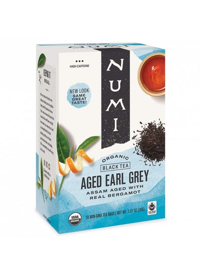 Buy Numi Organic Tea Aged Earl Grey, 18 Count Box of Tea Bags, Black Tea (Packaging May Vary) in UAE