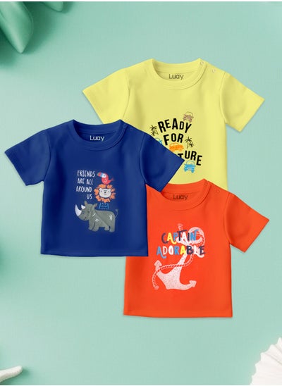 Buy LUAY 100% Organic Cotton  T-Shirts for Boys & Girls Festive Short Sleeve Styles in Vibrant Colors and Patterns for Kids and Toddlers_Regular Fit in UAE