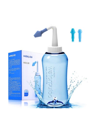 اشتري Nose Wash Neti Pot Sachets Rinse Nasal Irrigation With Water Pulse Saline Bottle Blue 500ml في الامارات